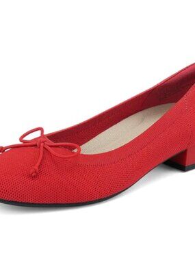 Women's Ballet Flats Low Heel Bow Comfortable Mesh Knit Pumps Slip On Round Toe